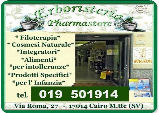 Erboristeria Filoterapia Cosmesi Naturale Integratori Alimenti Erboristeria Pharmastore Cairo Montenotte (SV)